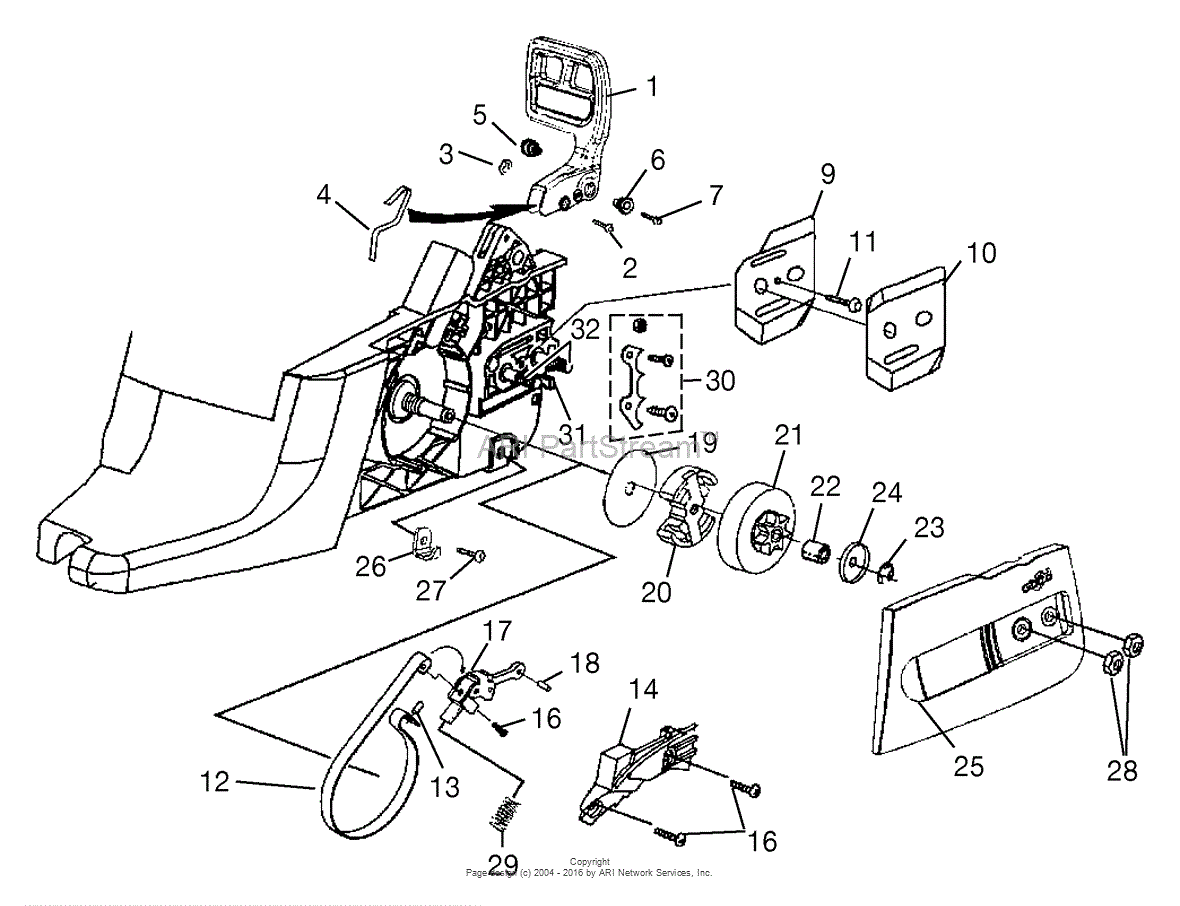 45cc Chain Saw UT-10946 Clutch - Chain Brake - Drive Case Cover.