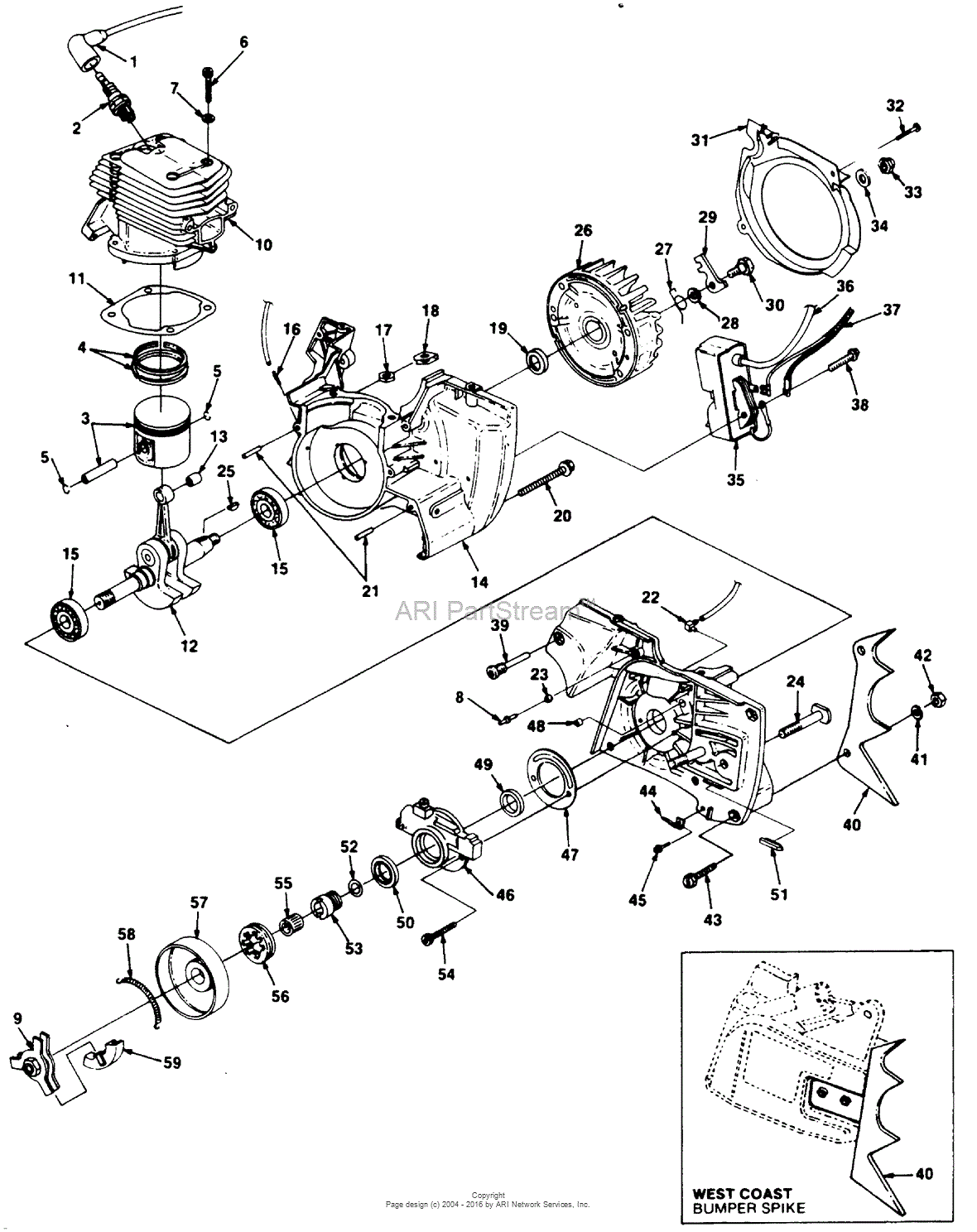 Homelite 540 Chain Saw UT-10684 Parts Diagram for Engine Internals ...