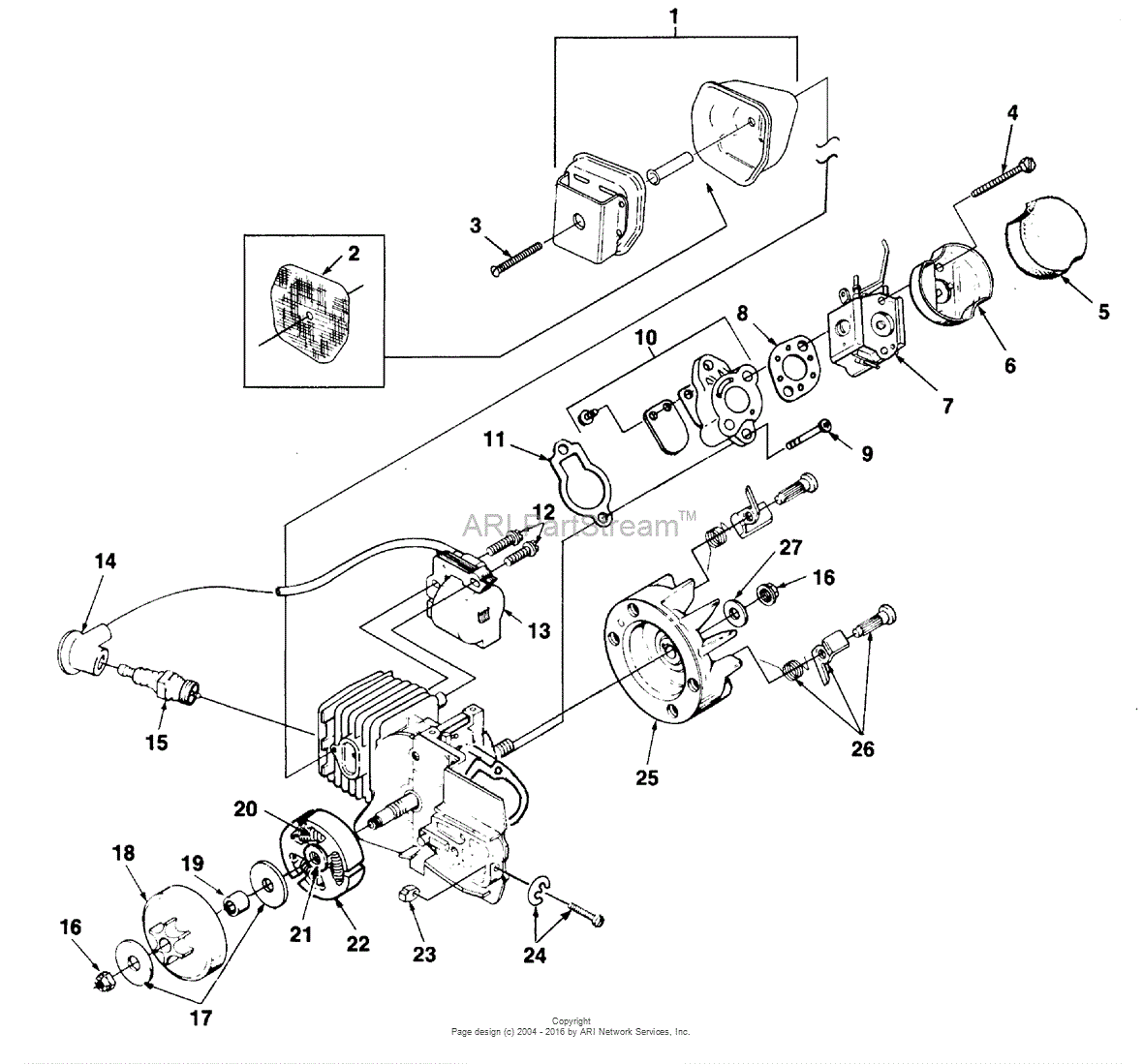 Homelite LX30 Bandit Chain Saw UT-10705-A Parts Diagram for Peripheral ...