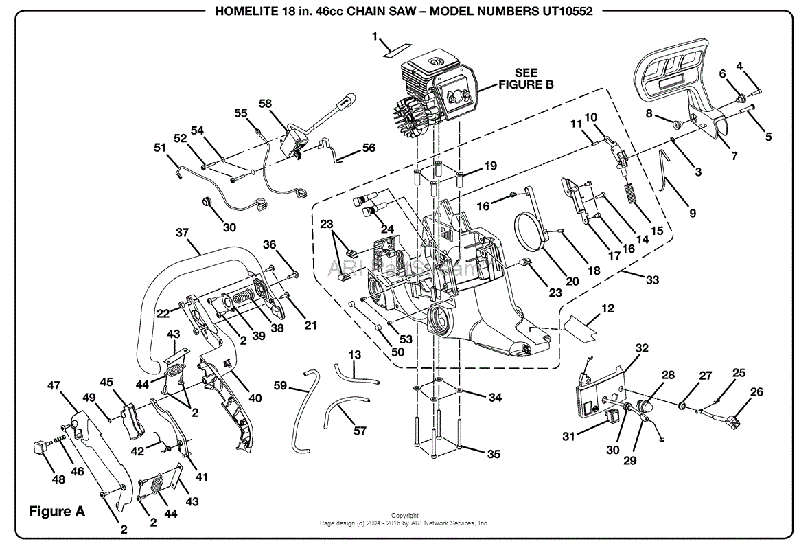 Homelite SUPER 2 Chain Saw UT-10552 Parts Diagram for Figure A