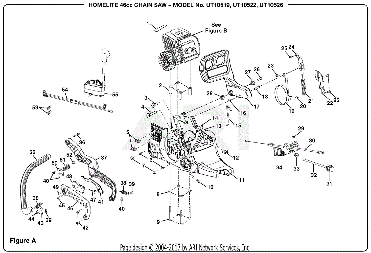 Homelite Ut10522 46cc Chain Saw Parts Diagram For Figure A