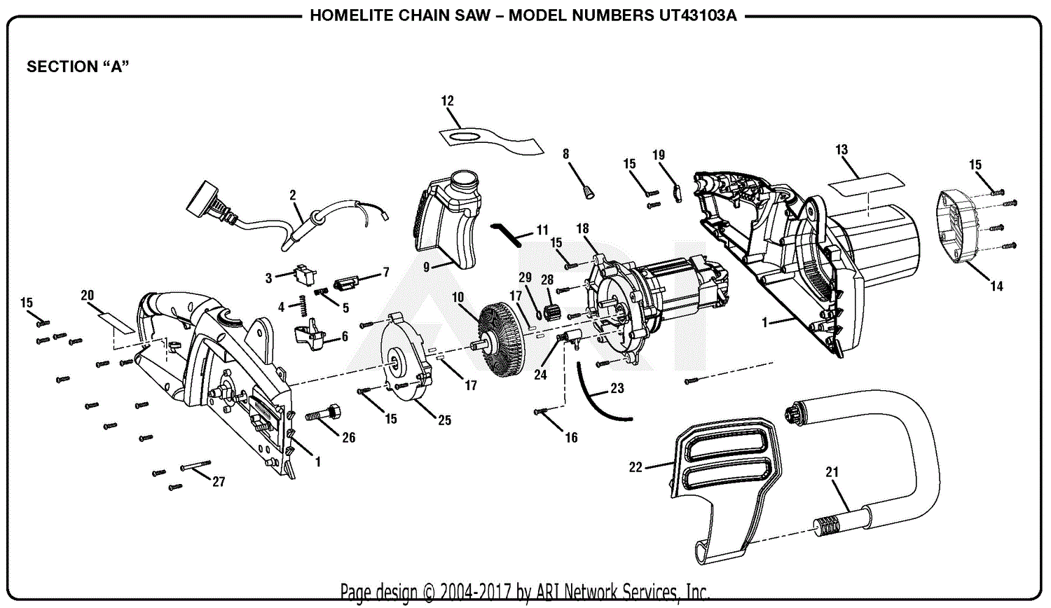 Electric Chainsaw Parts Diagram. 
