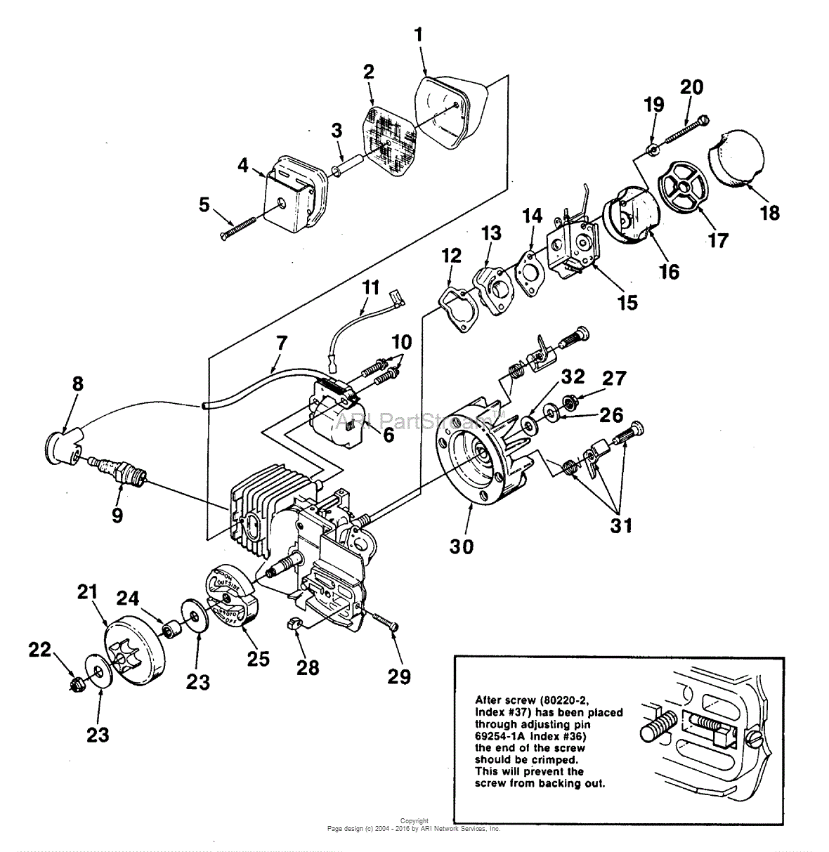 Homelite XL Chain Saw UT-10655 Parts Diagram for Peripheral Engine Part...