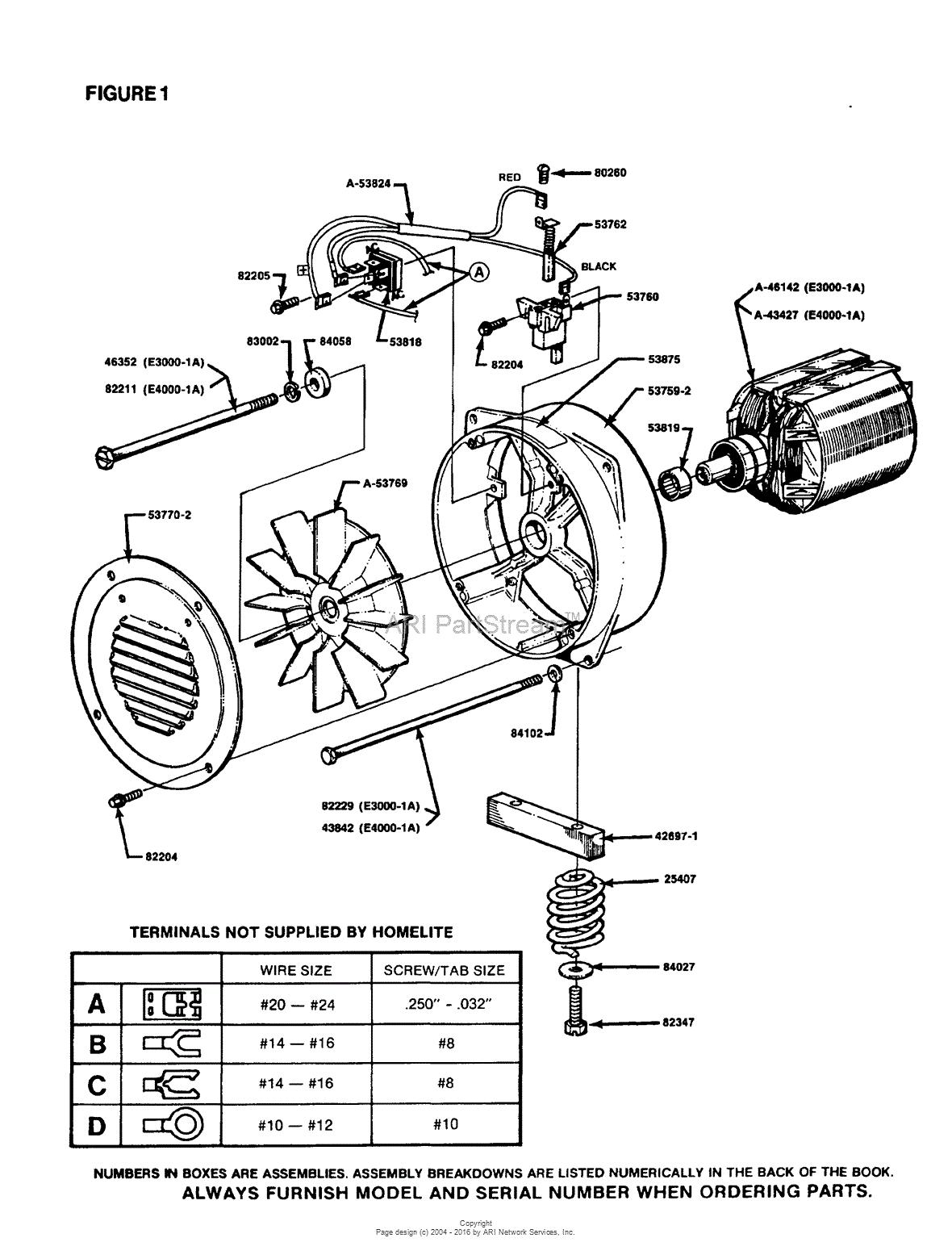 Homelite E4000-1A Generator UT-03596 Parts Diagram for Figure 1