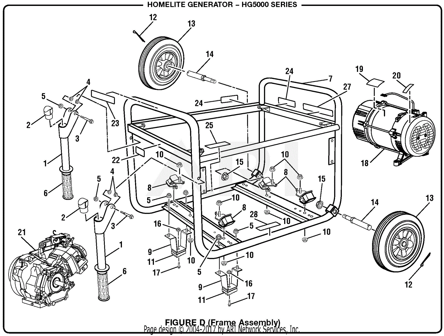 Homelite Hg5000 Series 5000 Watt Generator Parts Diagram