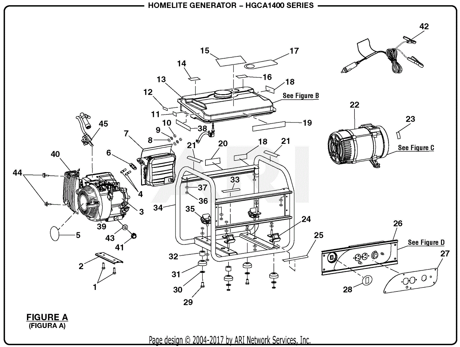 Homelite HGCA1400 1400 Watt Generator Parts Diagram for General Assembly