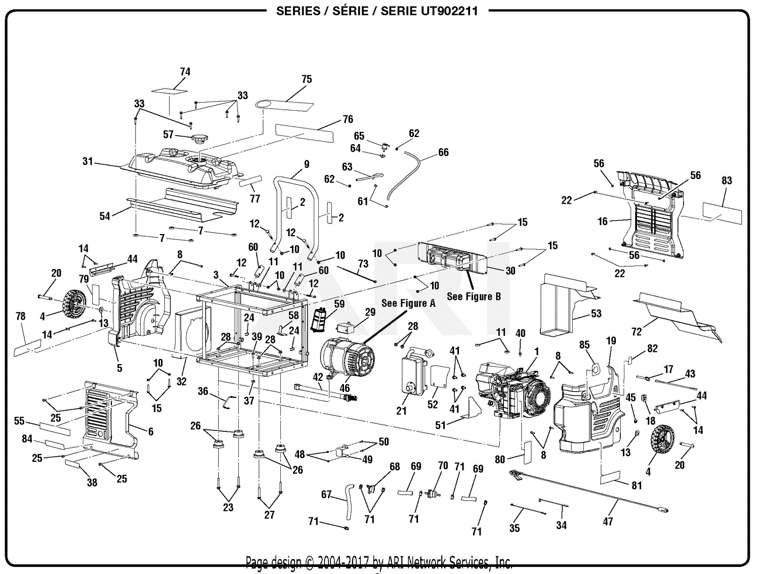 Homelite UT902211 2250 Watt Generator Parts Diagram for General Assembly