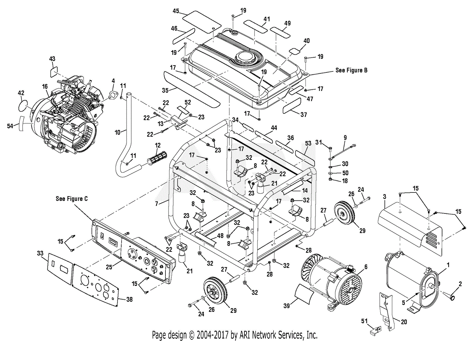 Homelite UT903655DA 3650 Watt Generator (990000674) Parts Diagram for ...