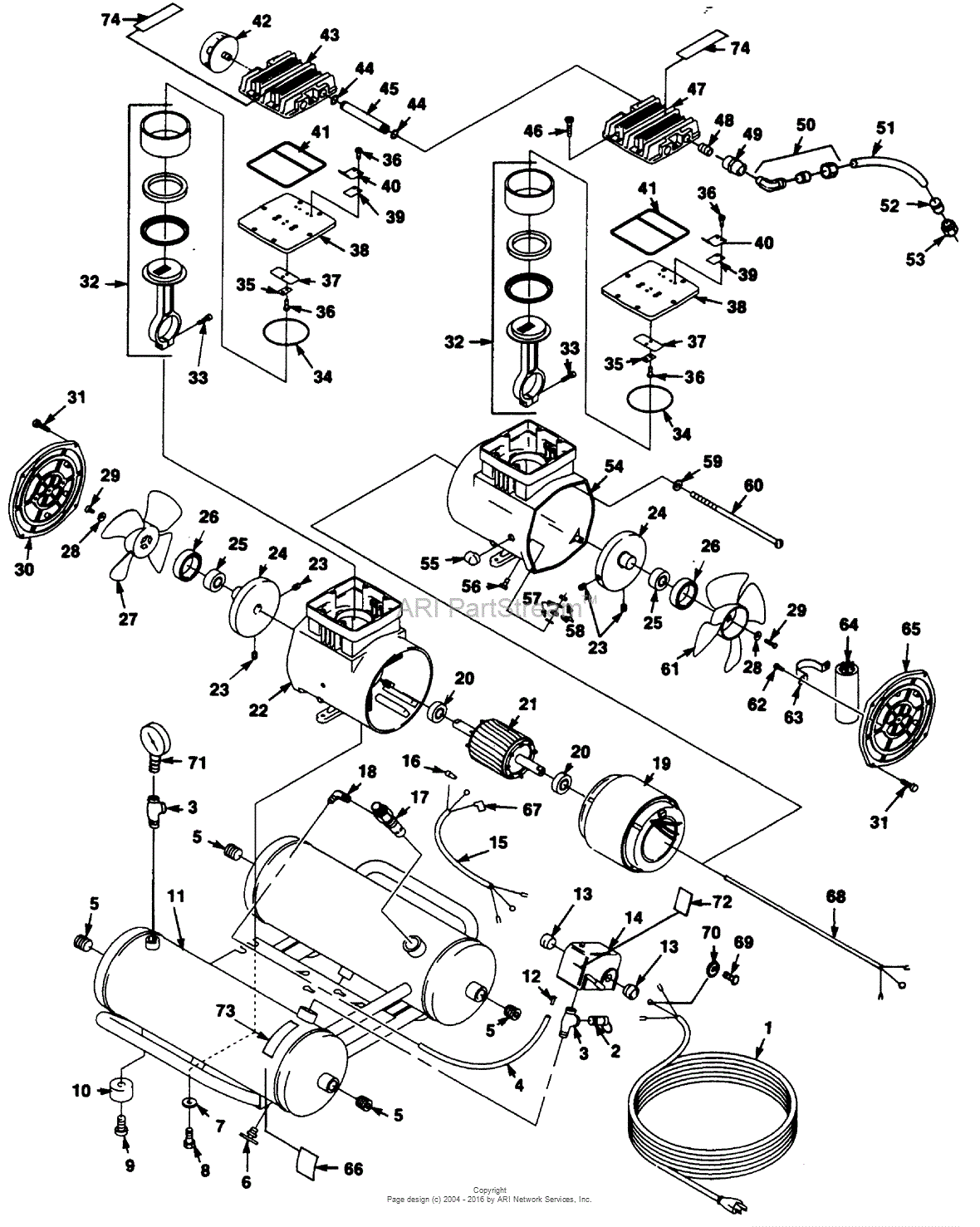 Homelite HAC100E Air Compressor UT-06046 Parts Diagram for Exploded View