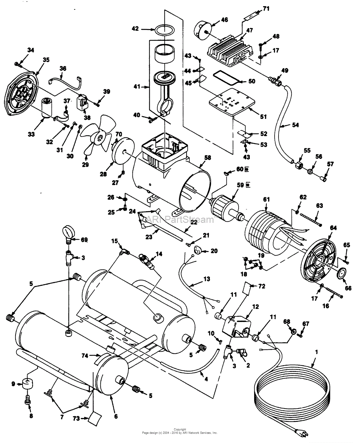 Homelite HAC75E/CSA Air Compressor UT-06049 Parts Diagram for Exploded View