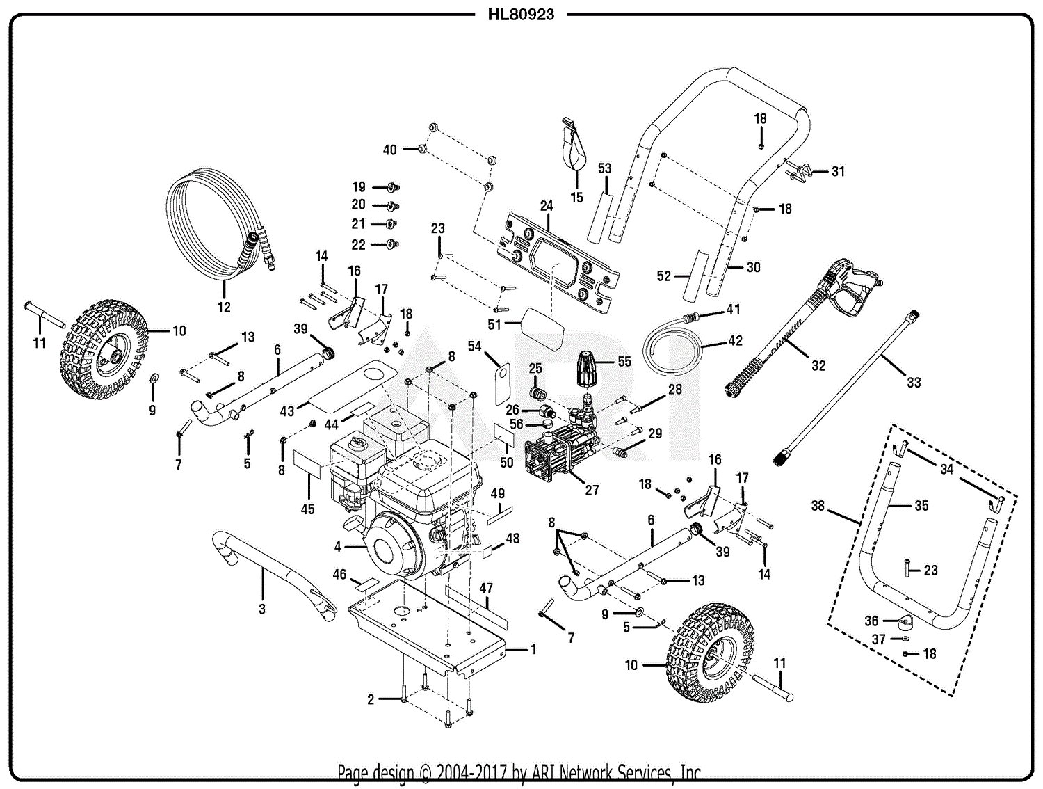 Homelite HL80923 3100 PSI Pressure Washer Parts Diagram for General