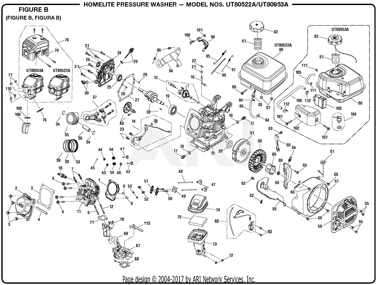 Homelite UT80522A Pressure Washer Parts Diagram for Figure B