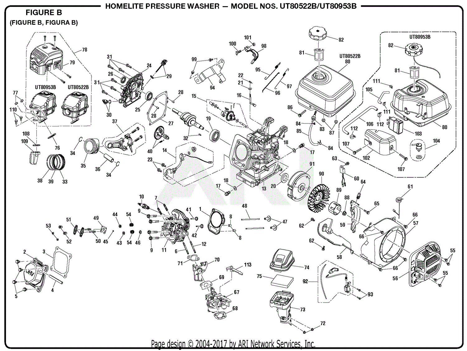 Homelite UT80953B Pressure Washer Parts Diagram for Figure B