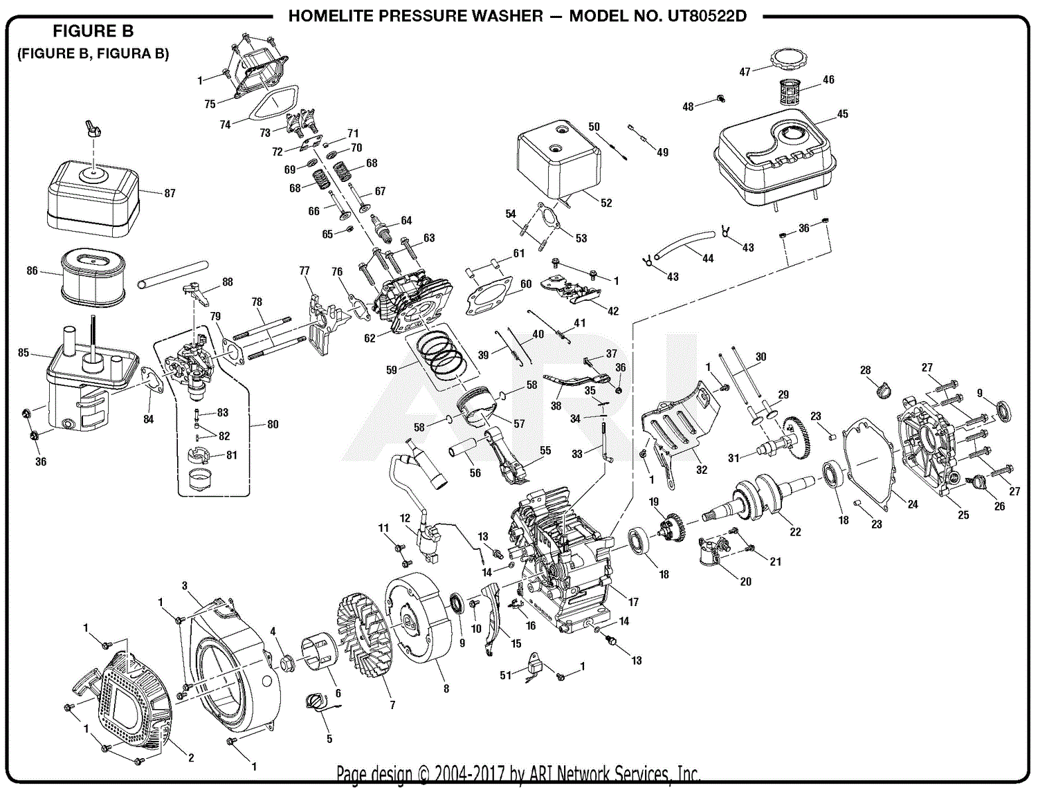 Homelite UT80522D Pressure Washer Parts Diagram for Figure B