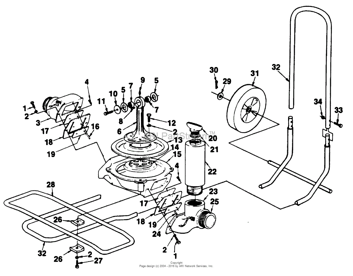 Homelite RDP3 Diaphragm Pump UT01583 Parts Diagram for Pump