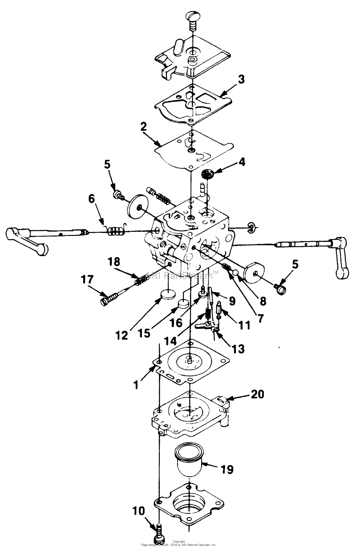 Homelite AP125 Pump UT-01704-B Parts Diagram for Walbro Carburetor