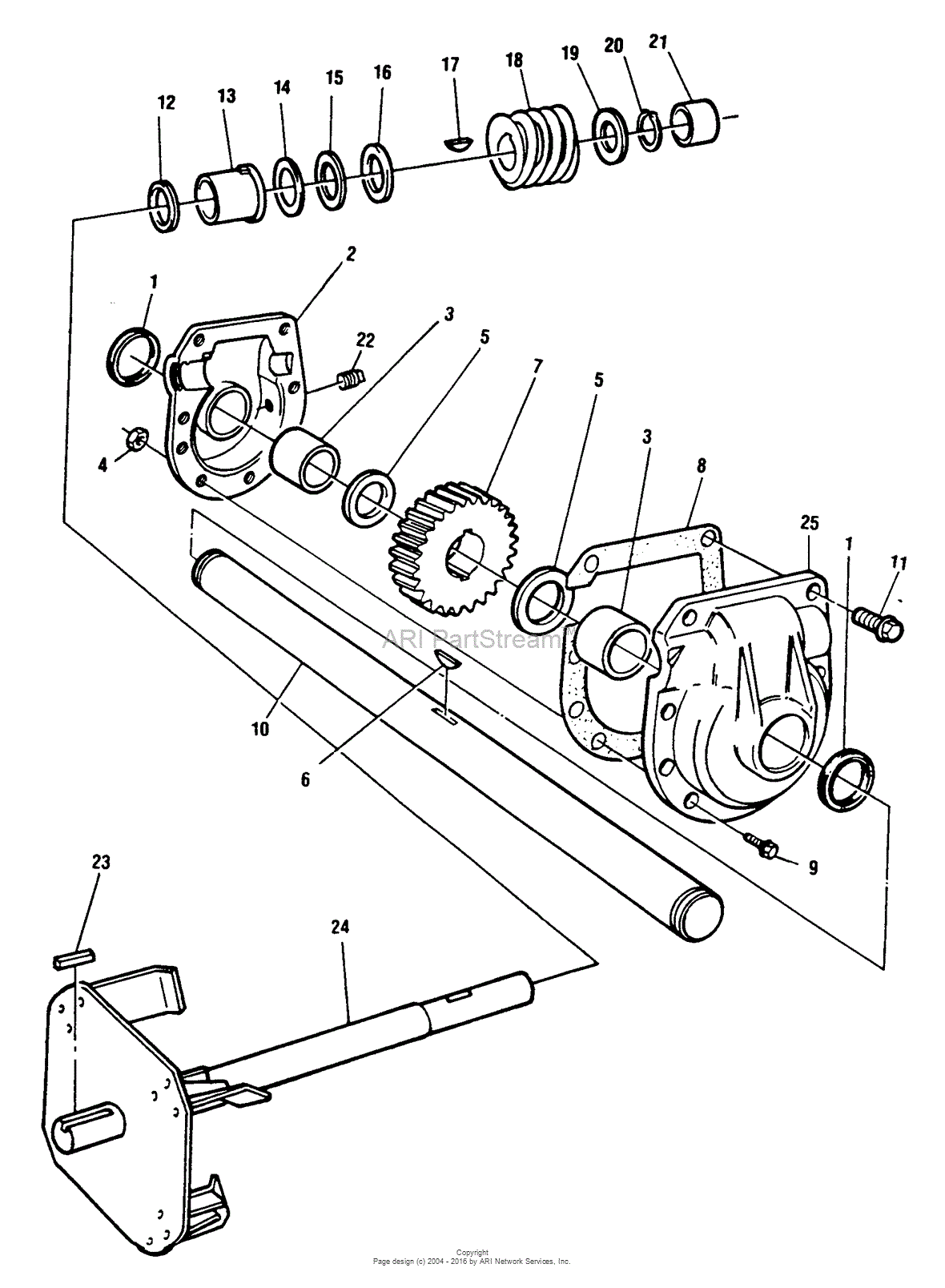 Homelite 523 Snow Thrower UT-35023 Parts Diagram for Worm Gear