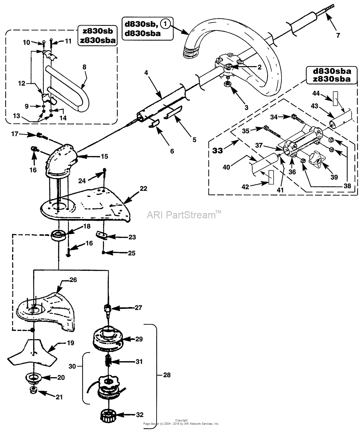 Homelite z830sba String Trimmer UT-15116 Parts Diagram for Head, Boom ...