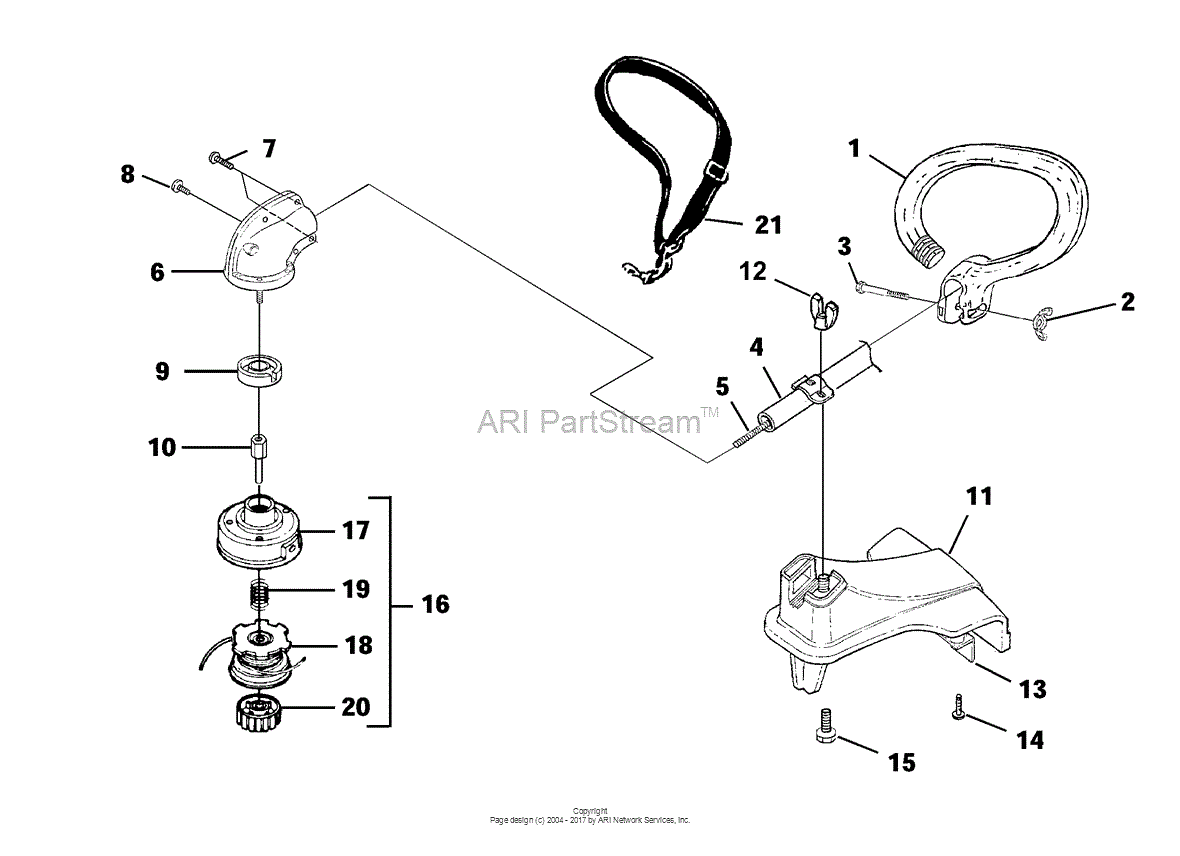 Homelite D825sd String Trimmer Ut-20784 Parts Diagram For Shaft - Spool 