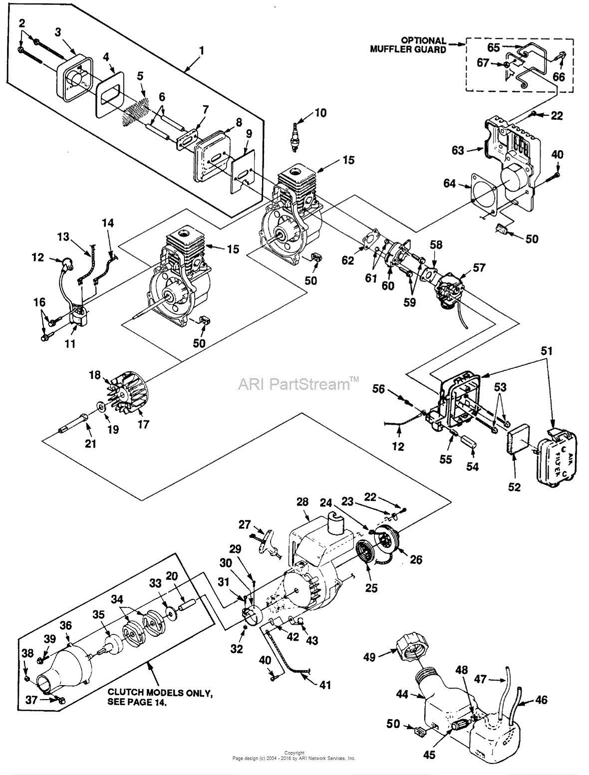 Homelite SX135 String Trimmer UT-20601 Parts Diagram for Engine Peripherals