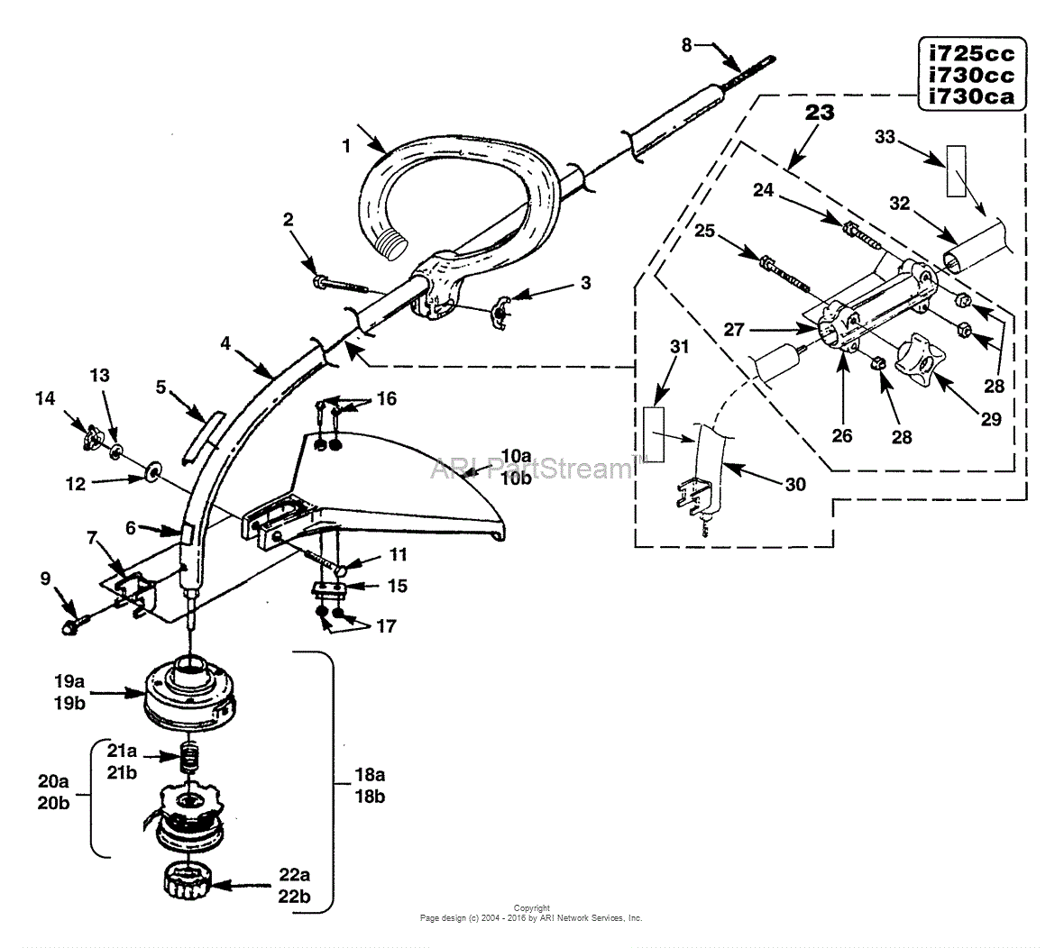 Homelite i625cd String Trimmer UT20624 Parts Diagram for Head & Shaft Assy