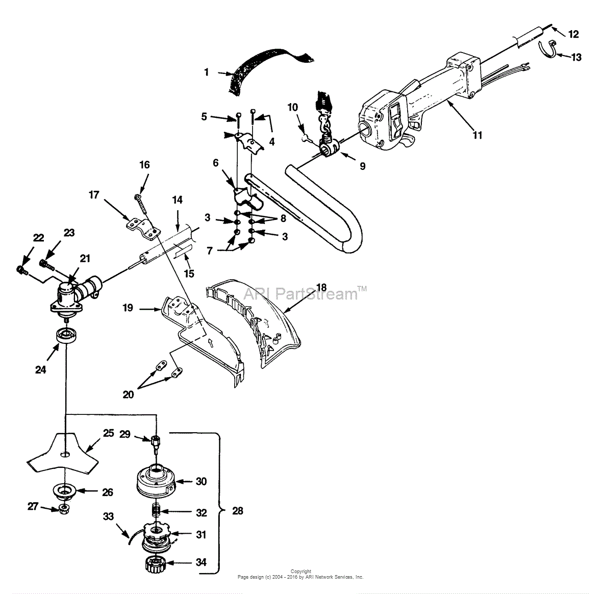 Homelite ST385i String Trimmer UT-15173 Parts Diagram for Straight ...