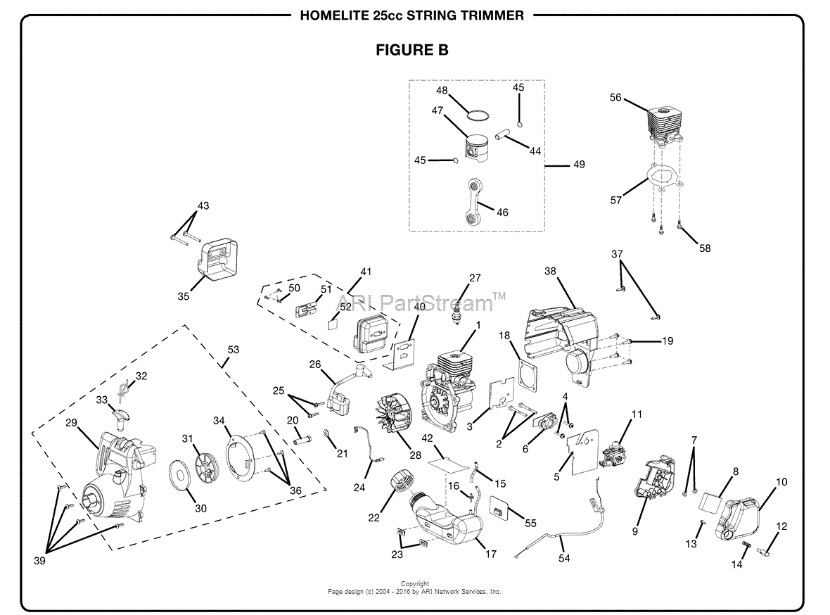 Homelite String Trimmer UT-20044-A Parts Diagram for Figure B