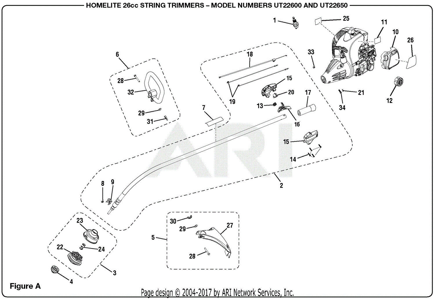 Homelite Ut22650 26cc String Trimmer Parts Diagram For