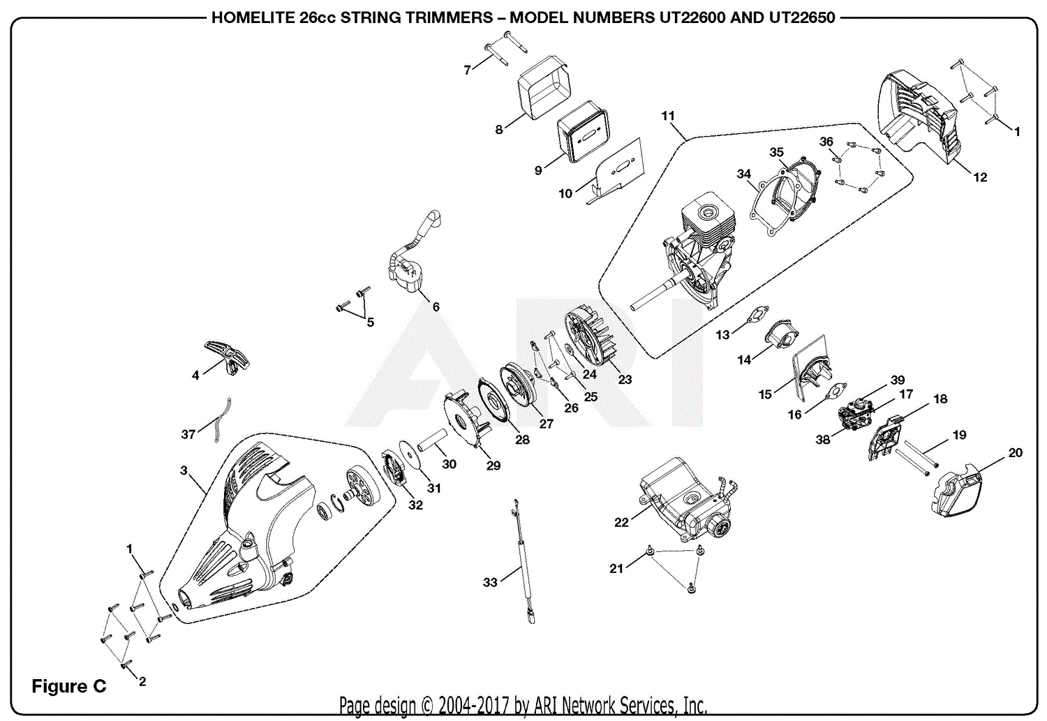 Homelite Ut22600 26cc String Trimmer Parts Diagram For