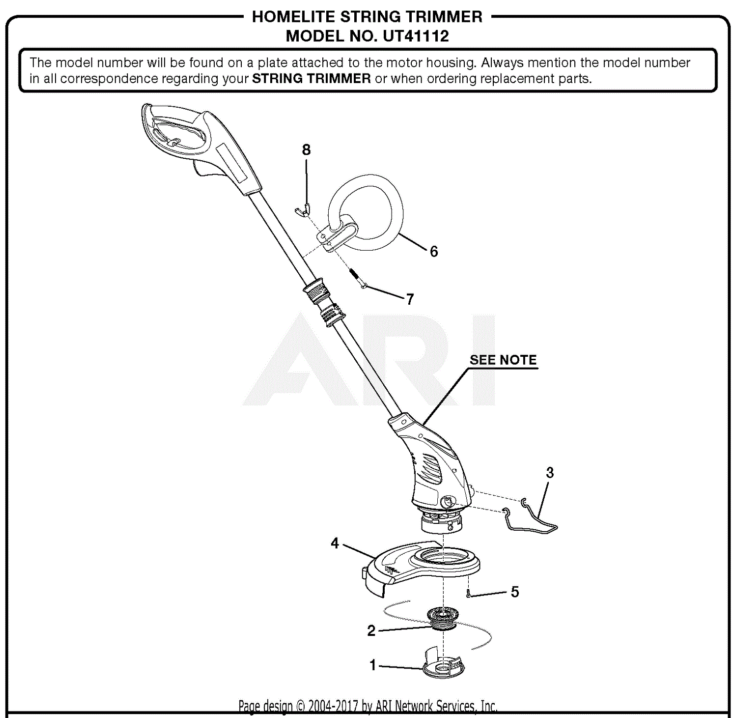 Homelite UT41112 String Trimmer Parts Diagram for General Assembly