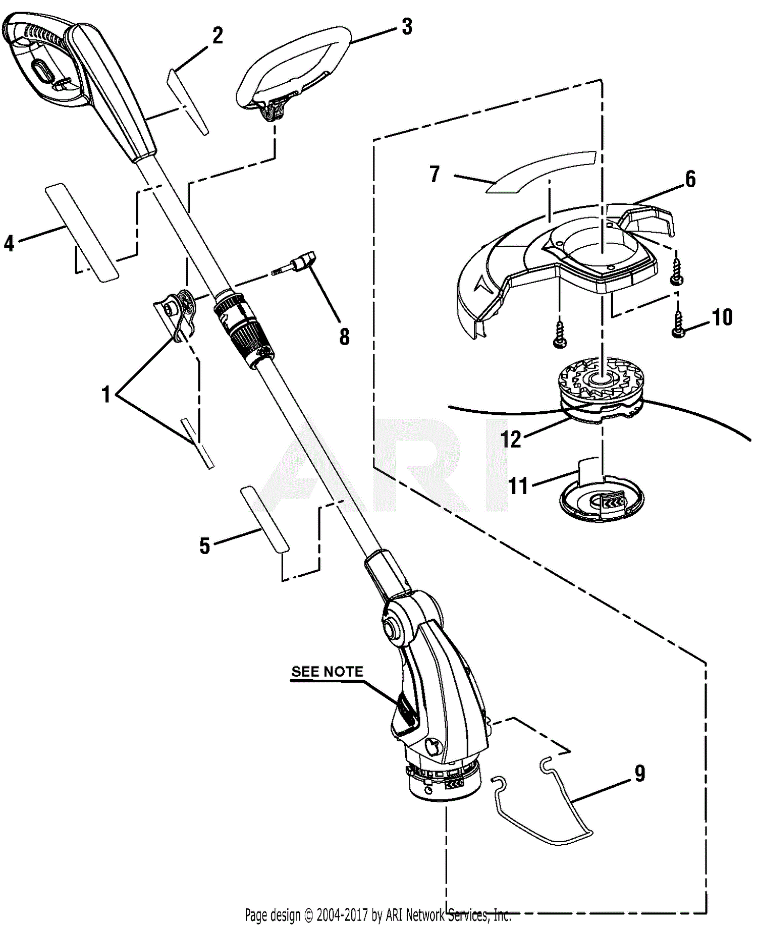 Homelite UT41122 String Trimmer/Edger Parts Diagram for General Assembly