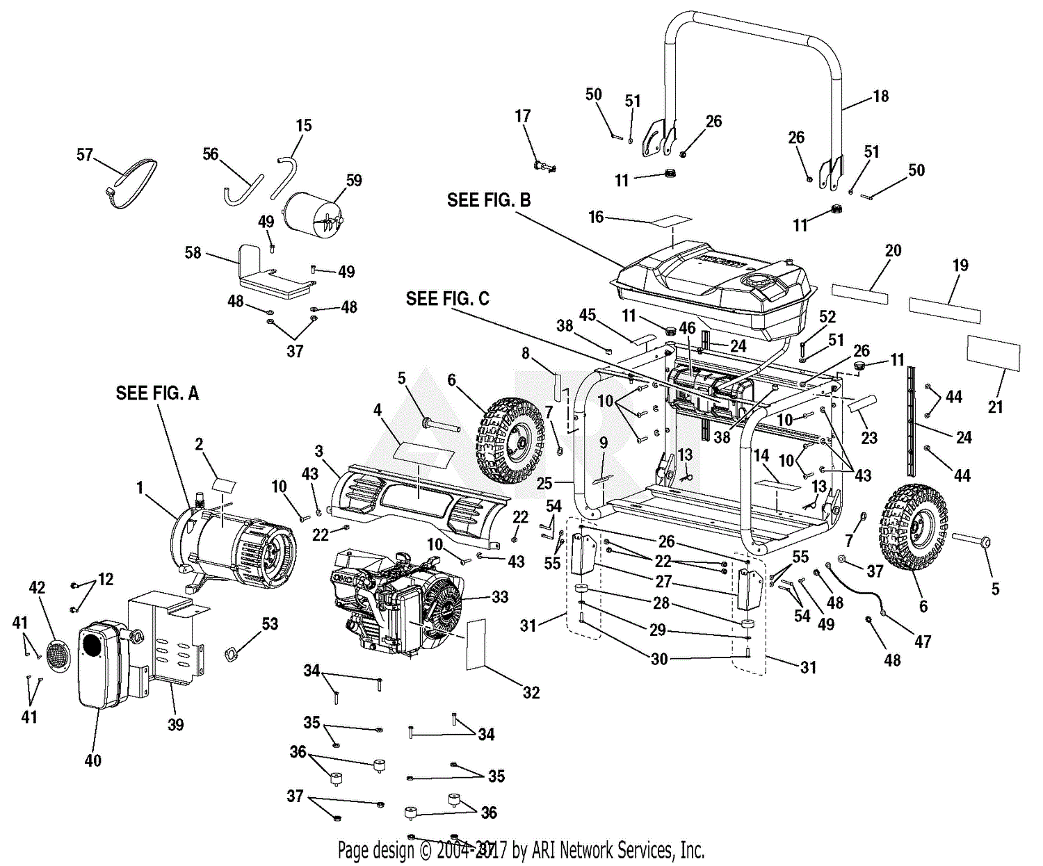 Homelite HU50011 Series 5,000 Watt Generator Parts Diagram  