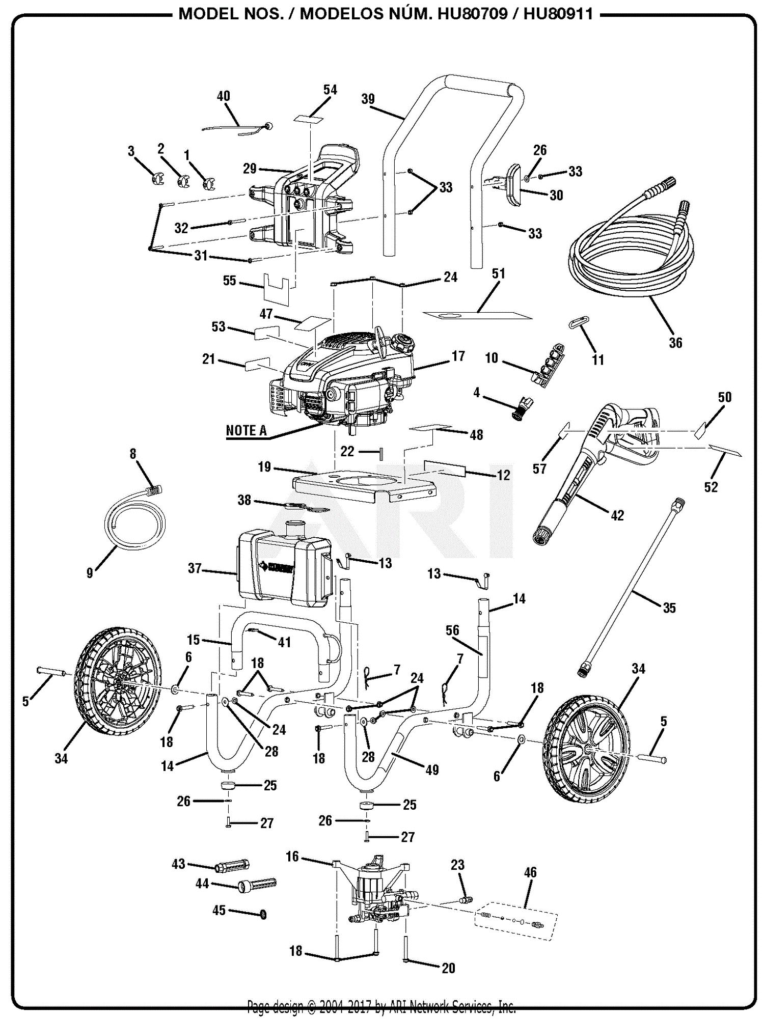Homelite HU80709 Pressure Washer Parts Diagram for General Assembly