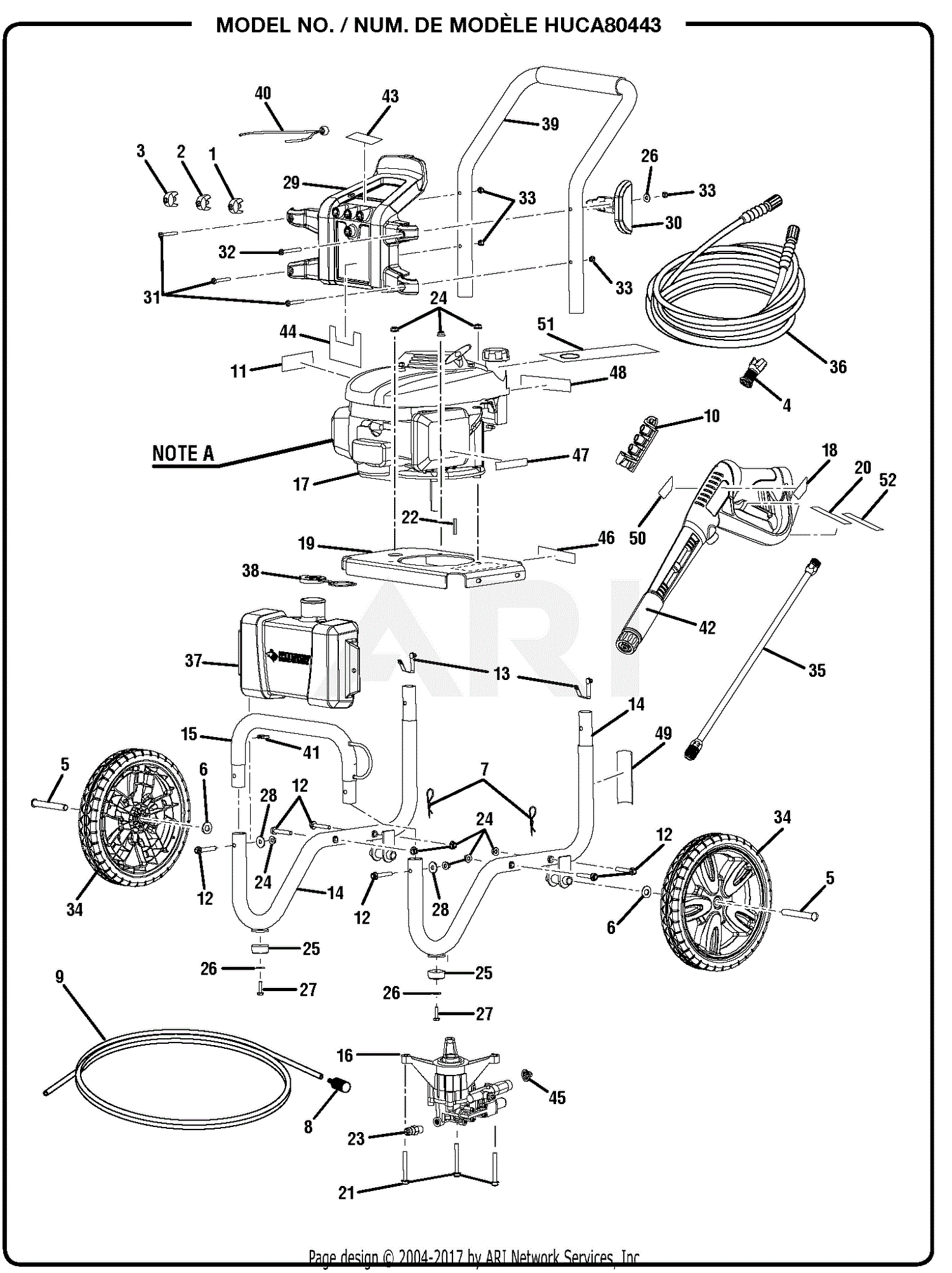 Homelite Huca80443 Pressure Washer Parts Diagram For General Assembly 0975