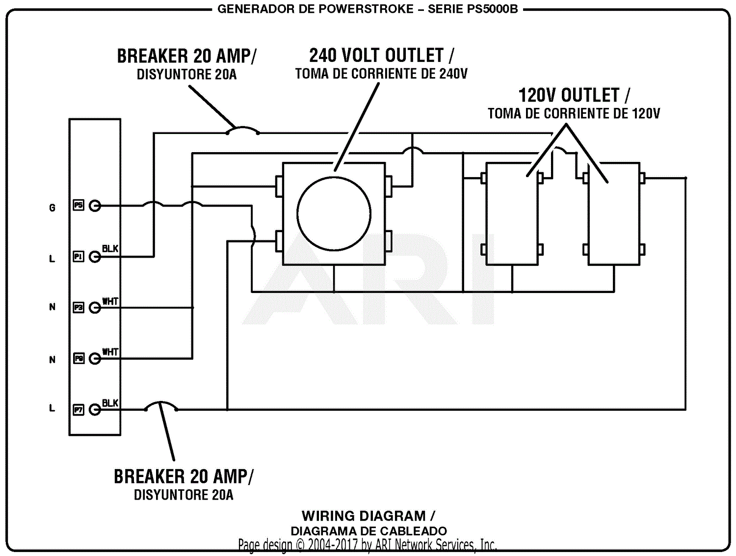 Homelite PS5000B Series 5000 Watt Generator Parts Diagram ... generac 5000 generator wiring diagram 