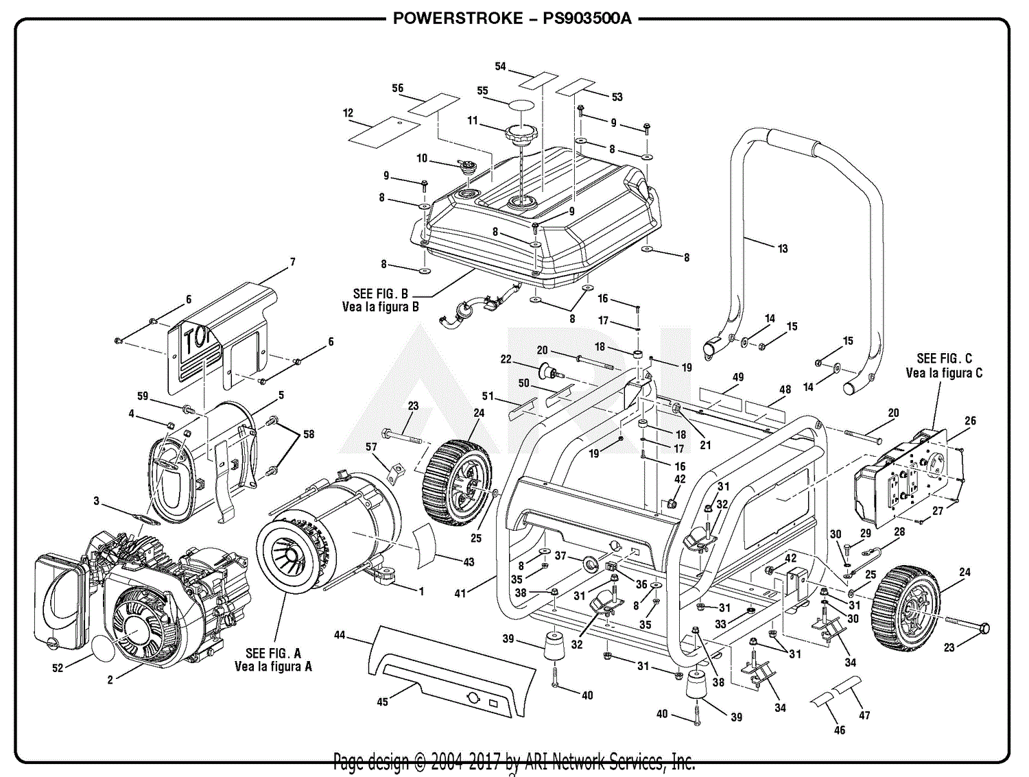 Homelite PS903500A PowerStroke 3,500 Watt Generator Parts Diagram for ...