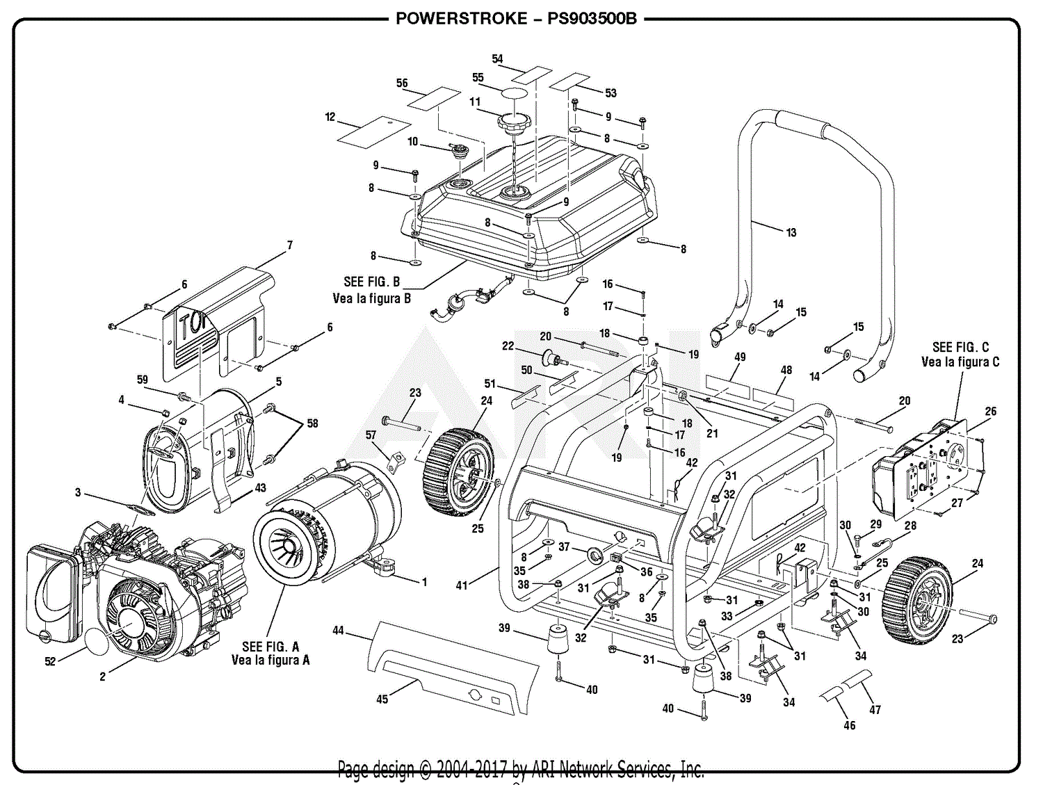 Homelite PS903500B PowerStroke 3,500 Watt Generator Parts Diagram for ...