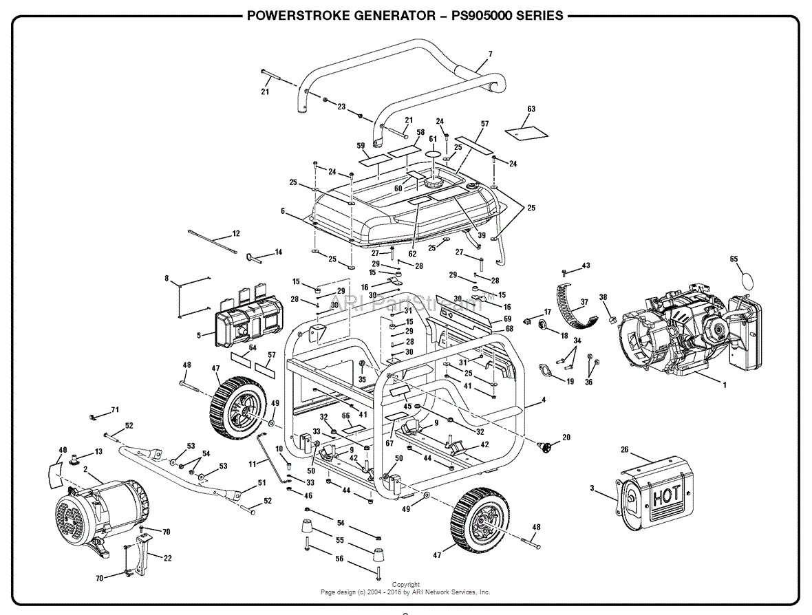 Homelite PS905000 PowerStroke 5,000 Watt Generator Parts Diagram for