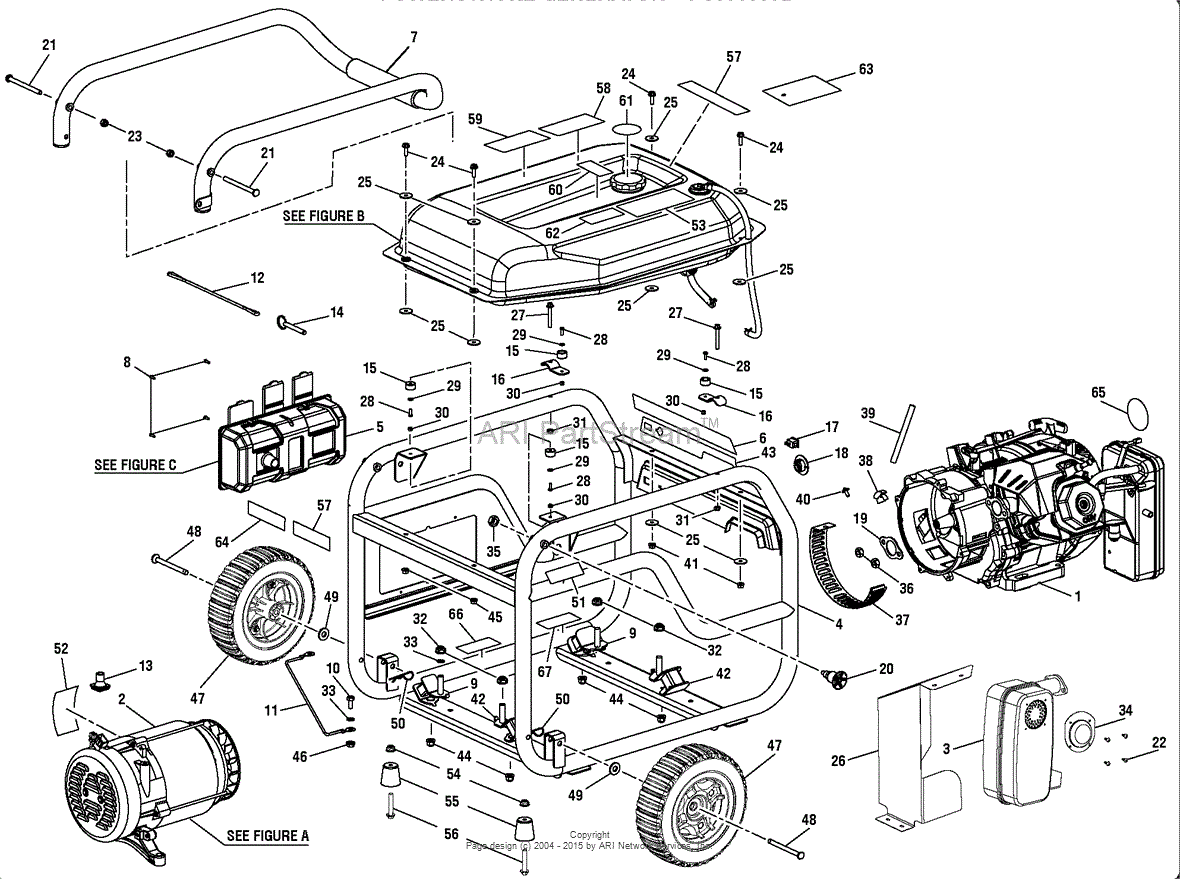 Homelite PS905000B PowerStroke 5,000 Watt Generator Parts Diagram for ...