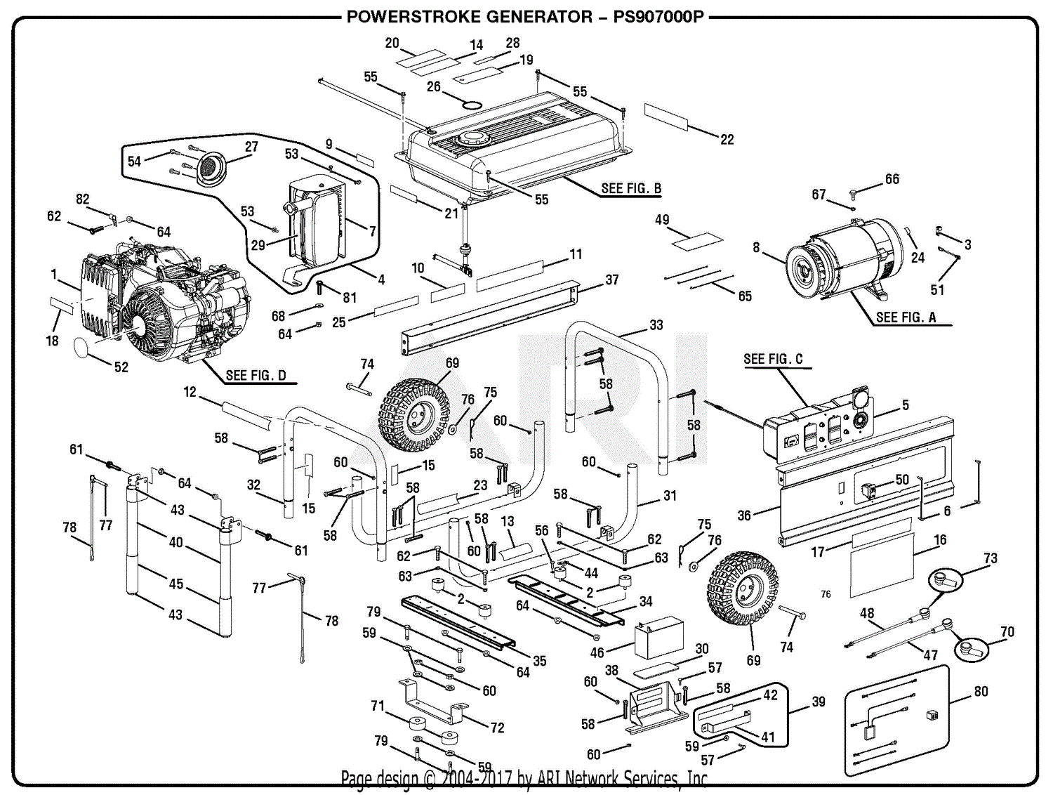 Homelite PS907000P PowerStroke 7,000 Watt Generator Mfg. No. 090930263 ...