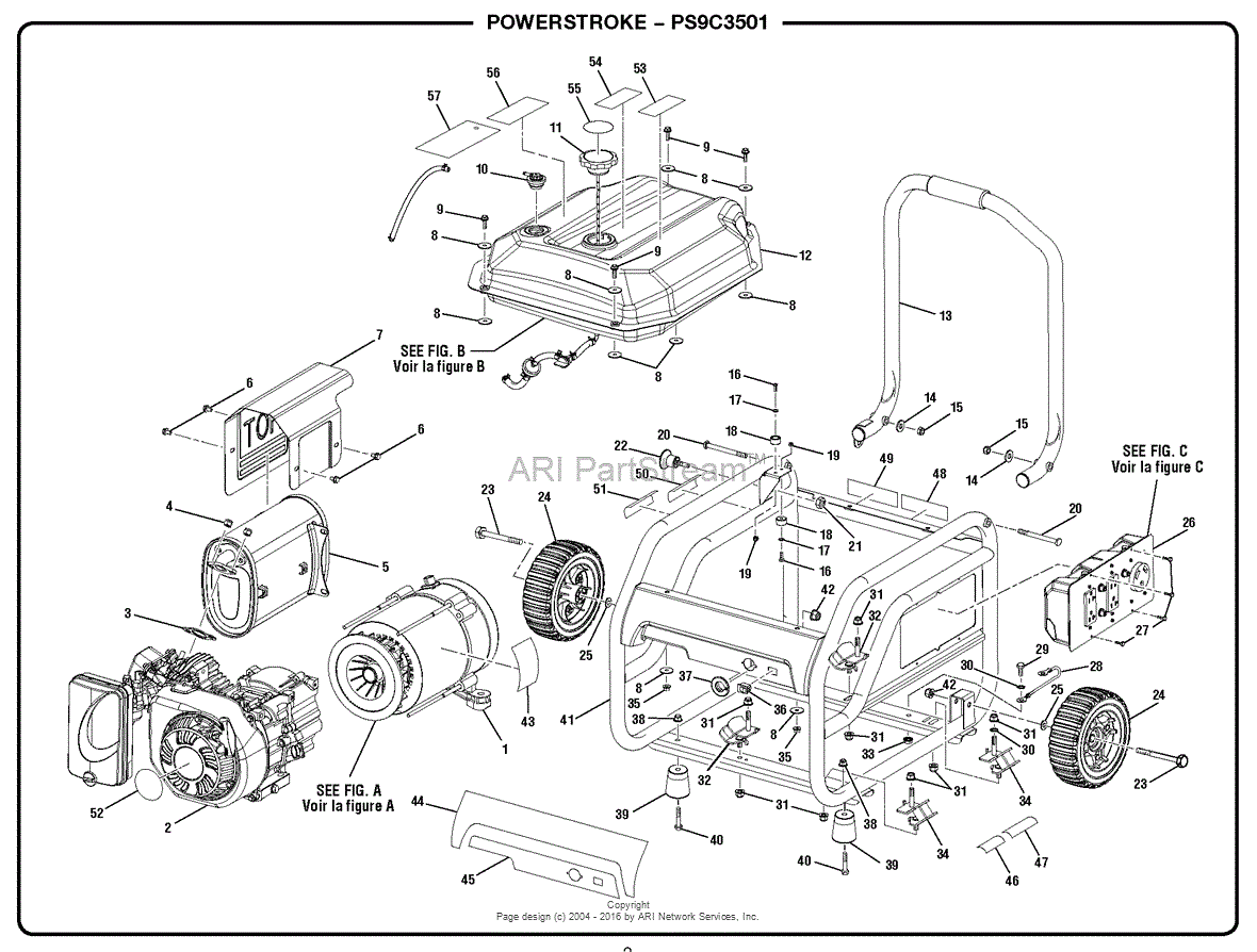 Homelite PS9C3501 PowerStroke 3,500 Watt Generator Parts Diagram for ...