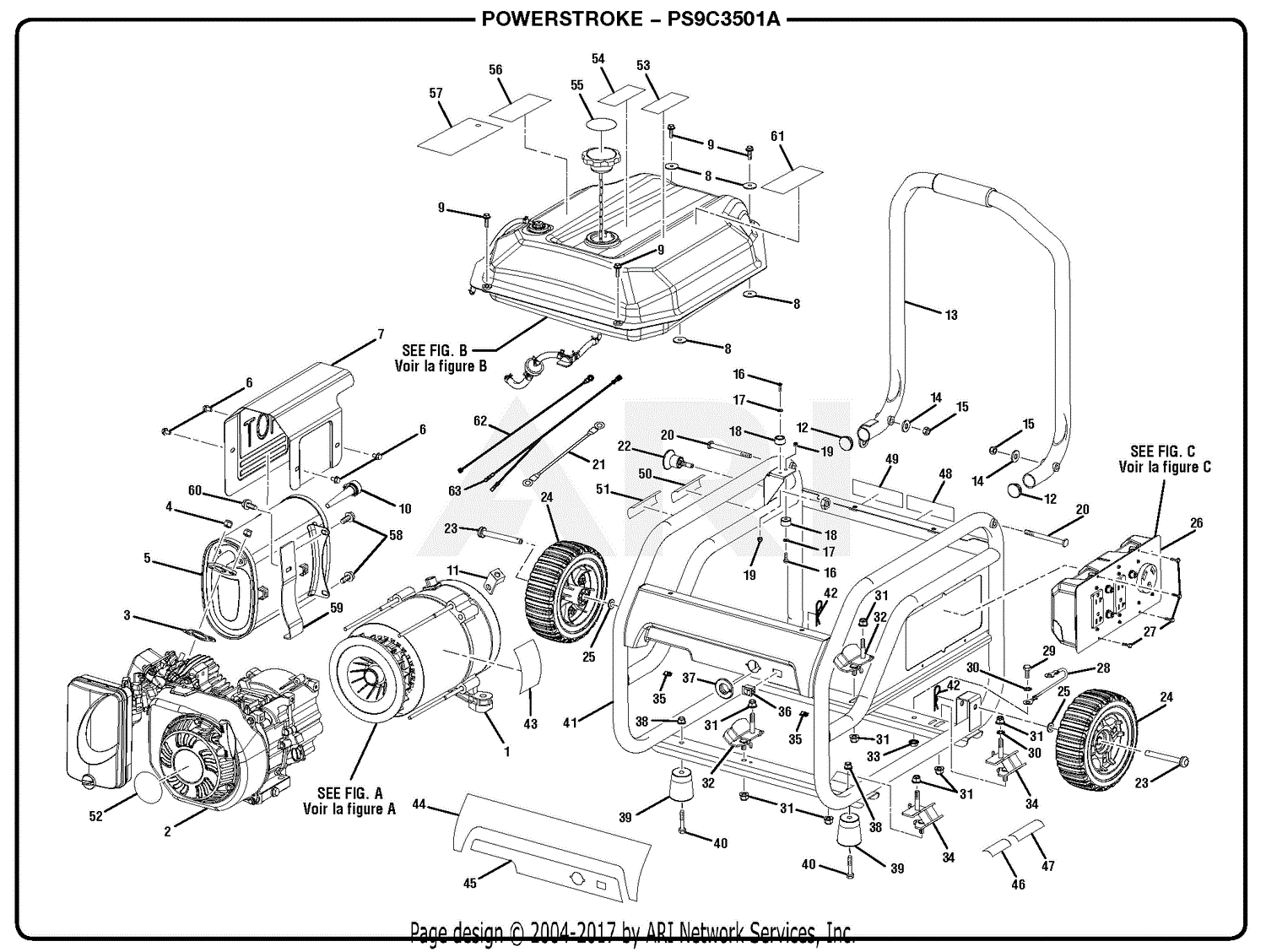 Homelite PS9C3501A PowerStroke 3,500 Watt Generator Parts Diagram for ...