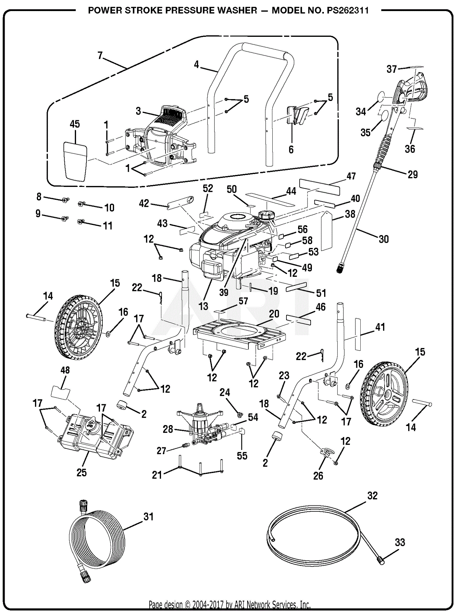 Homelite Ps262311 Pressure Washer Parts Diagram For Power