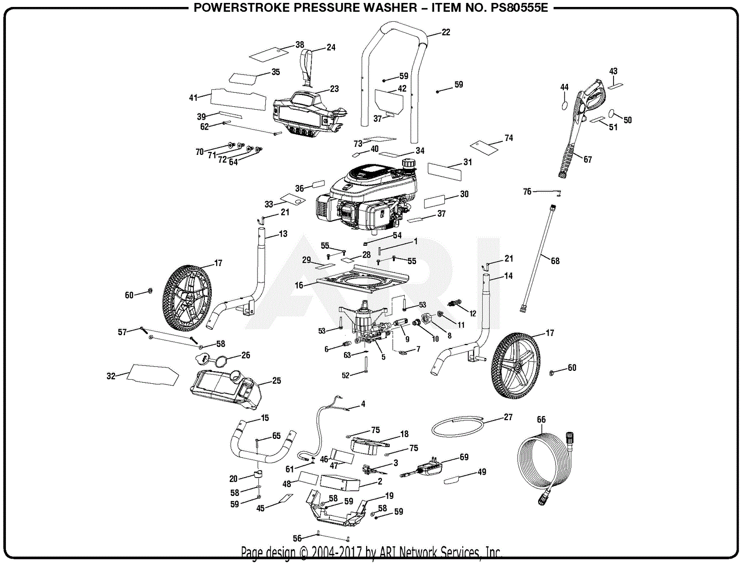 Homelite PS80555E PowerStroke Pressure Washer Mfg. No. 090079376 10-19 ...