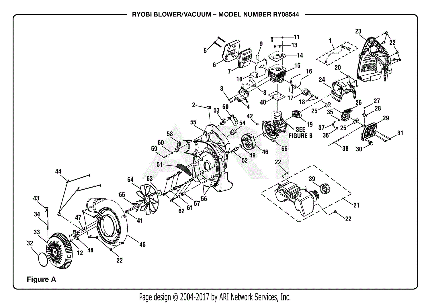 Homelite RY08544 Blower/Vacuum Parts Diagram For Engine Assembly