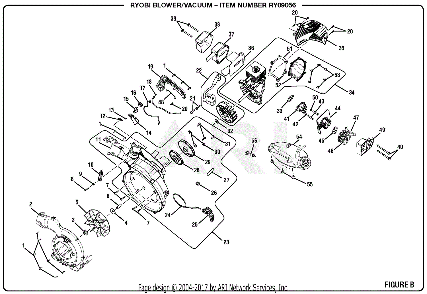 Homelite RY09056 Blower/Vacuum Mfg. No. 090155042 5-9-17 (REV:01) Parts ...