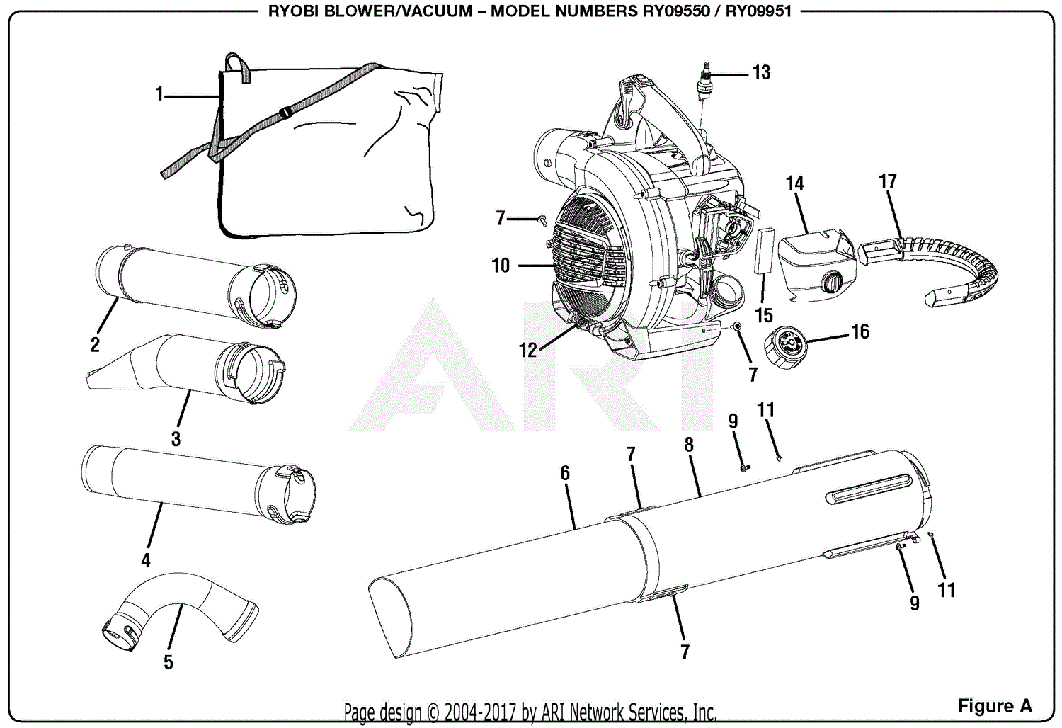 Homelite RY09550 Blower/Vacuum Parts Diagram for Figure A
