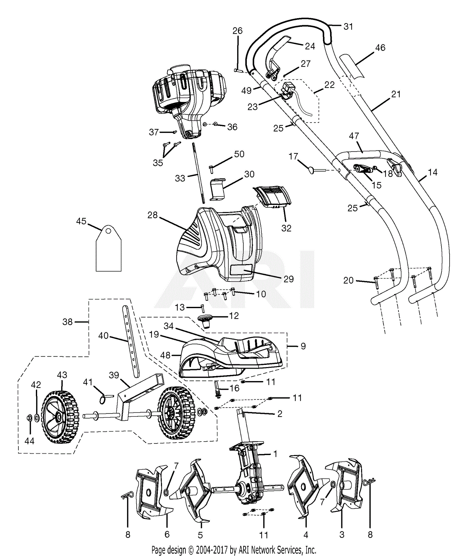 Homelite RY60511B Gas Cultivator Parts Diagram for Replacement Part Drawing