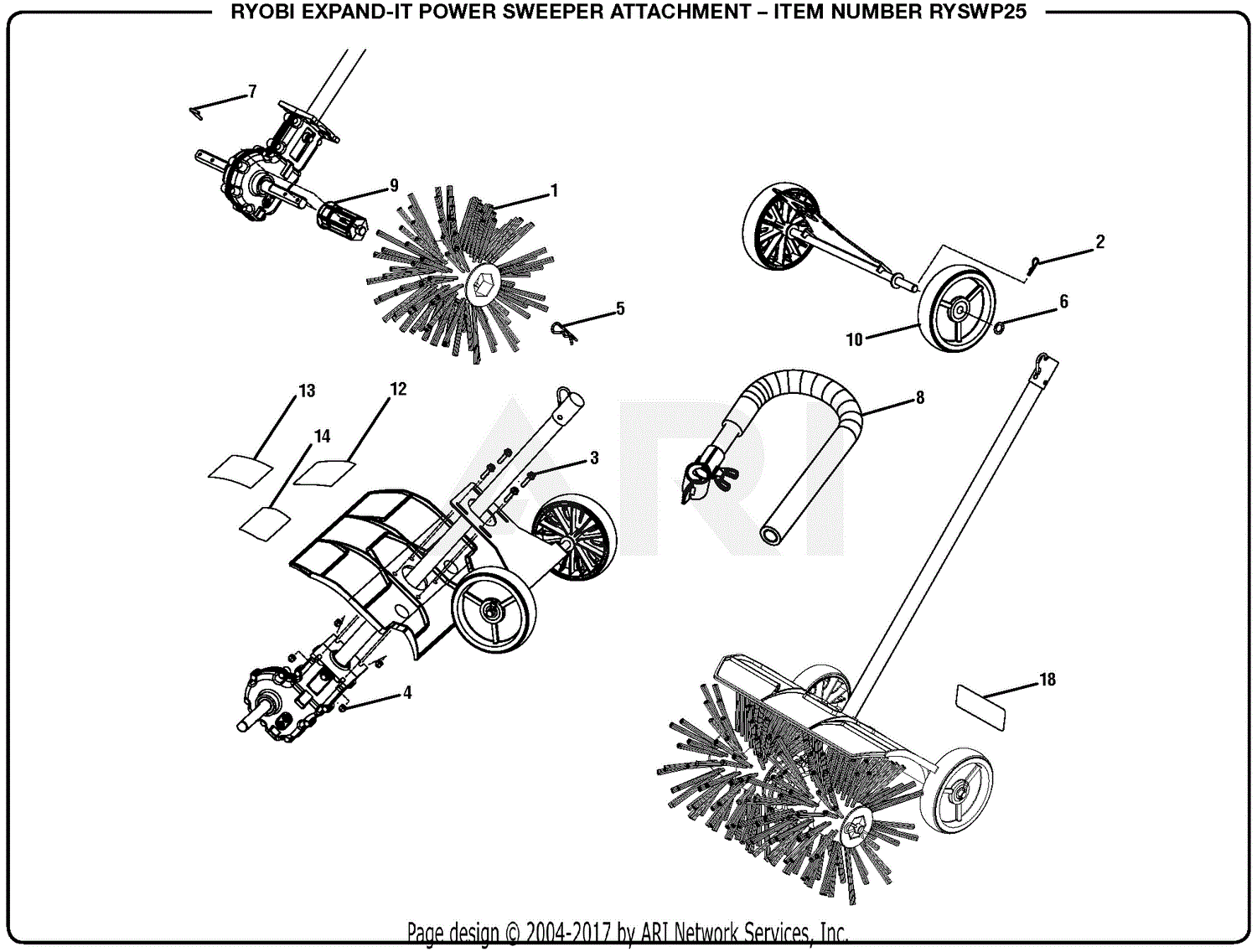 Med det samme At understrege let Homelite RYSWP25 Expand-It Power Sweeper Attachment Mfg. No. 090709001  12-5-17 (Rev:01) Parts Diagrams