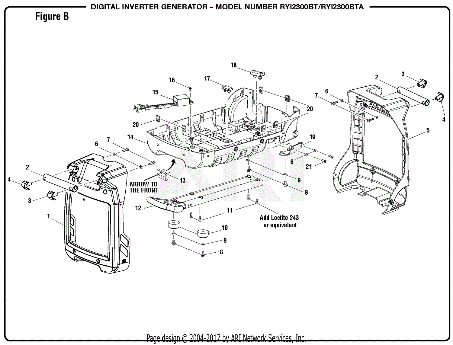 Homelite RYi2300BTA Digital Inverter Generator Mfg. No. 090930330 7-14-17 ( Rev:01) Parts Diagram for Figure B